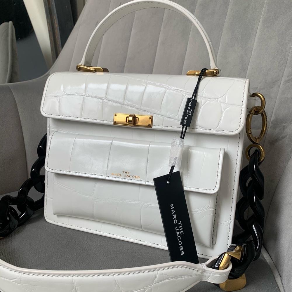 MARC JACOBS Croc Embossed Leather Shoulder Bag